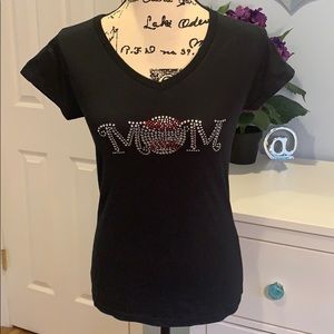 Baseball Mom Rhinestone V-Neck Tee